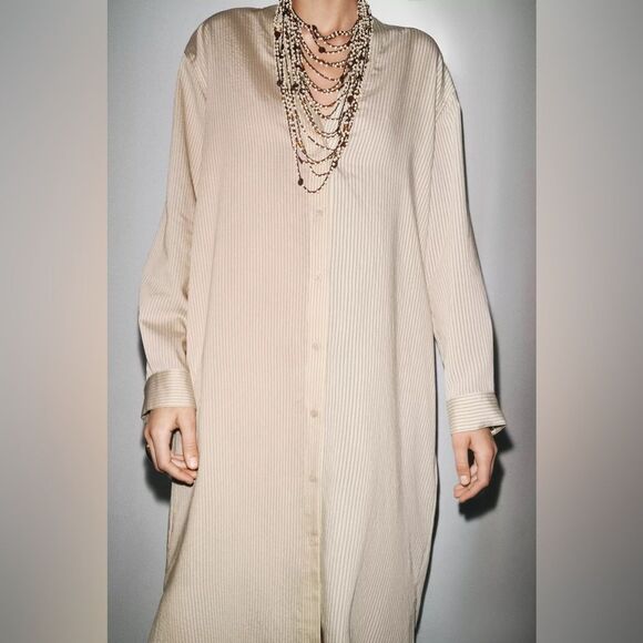 ZARA STRIPED SHIRT DRESS ZW COLLECTION - Picture 6 of 11